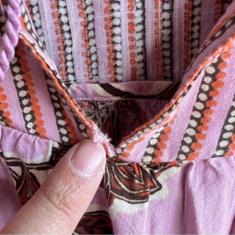 Knox Rose Pink Floral Striped Short Sleeve Boho Peasant Shift Dress Size M - Picture 8 of 8